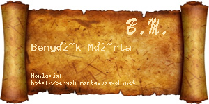 Benyák Márta névjegykártya